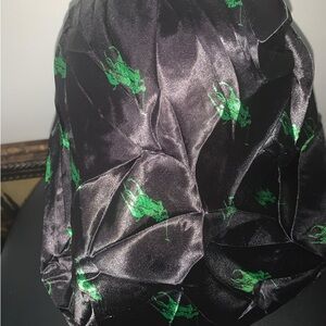 Designer Black and Green Satin bonnet